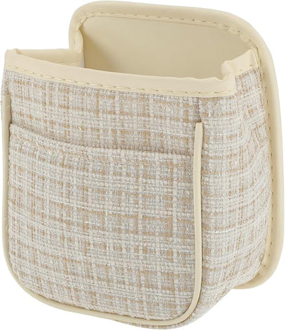 Car Trash Can Portable and Hanging 6.3" Length 3.9" Width 7.1" Height Trash Bin Fabric Beige 1 Pcs