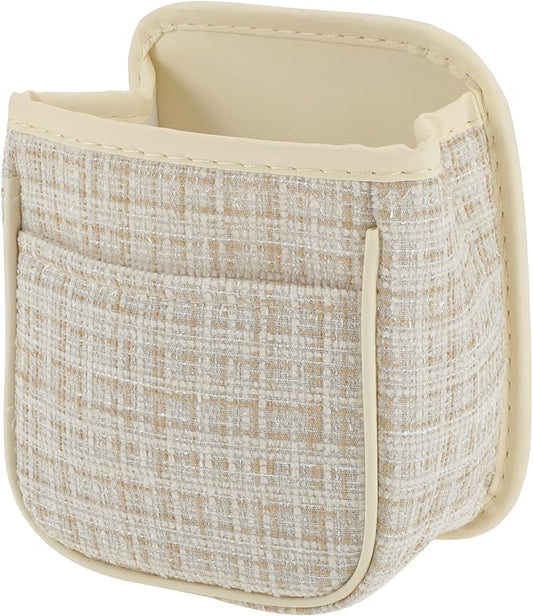 Car Trash Can Portable and Hanging 6.3" Length 3.9" Width 7.1" Height Trash Bin Fabric Beige 1 Pcs