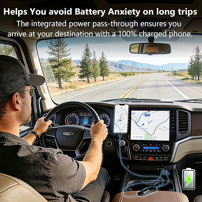 3-in-1 Wireless CarPlay Adapter with Video Streaming, Screen Mirroring & Fast Charging, Enables YouTube/TikTok via Wired Connection, Plug & Play,Car with Wired CarPlay