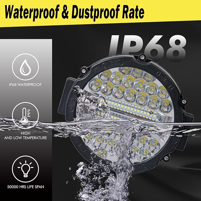 7 Inch Round LED Offroad Light Pod 201W 15000LM Off Road Driving Work Light Pod Flood Beam Pod Lights with Wiring Harness for Pickup Trucks SUV ATV UTV Tractor, 8PCS