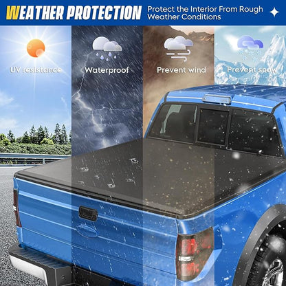 Soft Roll-up Truck Bed Tonneau Cover for Ford F-250 F-350 Super Duty 1999-2016, Fleetside 6.75 ft 81 in Bed, Not for Flareside