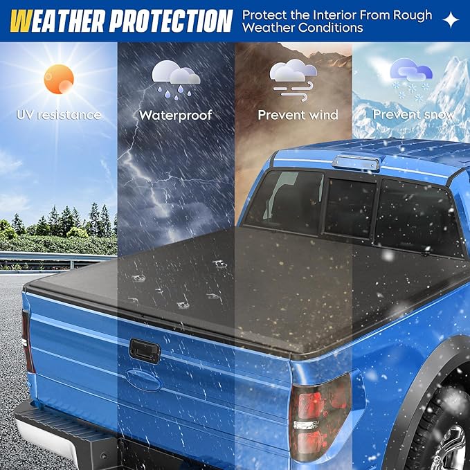 Soft Roll-up Truck Bed Tonneau Cover for Dodge Ram 1500 2009-2018, Ram 1500 Classic 2019-2023, Not for new Body, Fleetside 5.7 ft 67.4 in Bed, Without Rambox