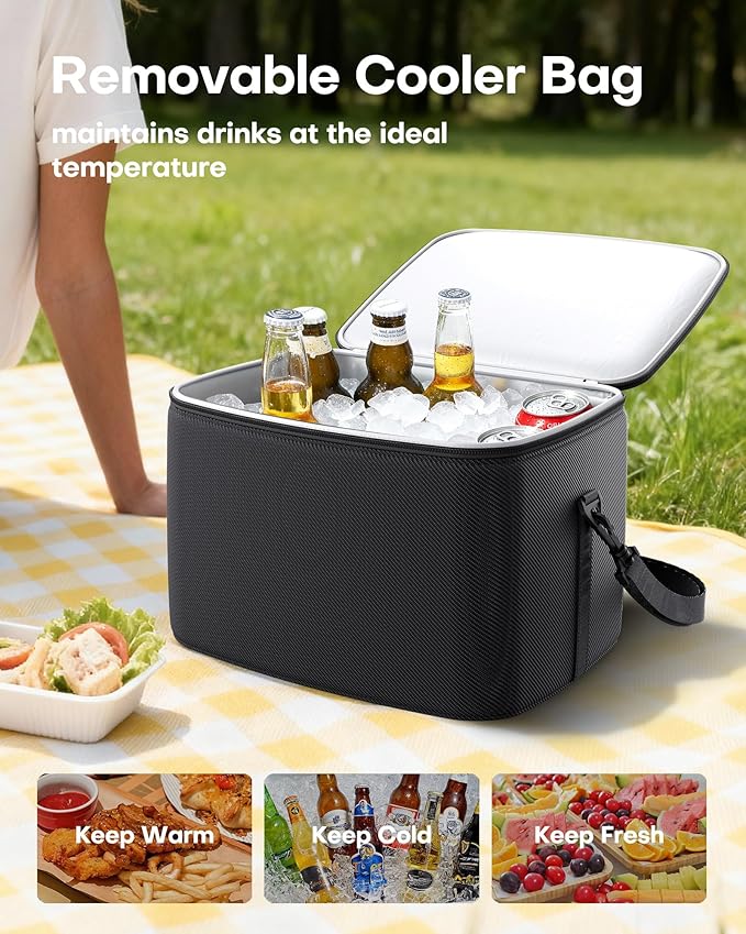 HOTOR Trunk Organizer - 3-Compartment Car Organizer and Storage with Cooler Bag, Foldable Car Storage Organizer for SUV with Handles & Strap for Shopping, Picnic, 33.1" x 13.0" x 11.8", Black