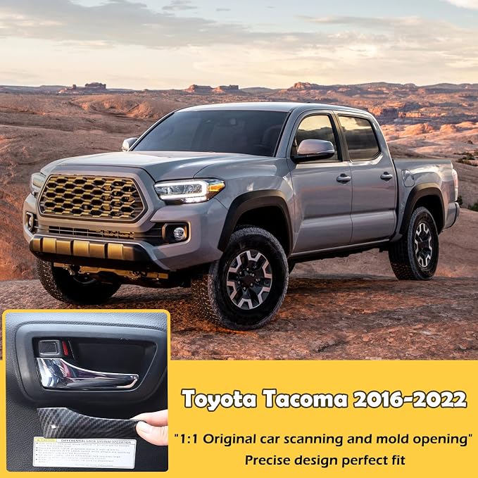 Car Inner Door Handles Cover Trim Compatible with Toyota Tacoma 2016-2022, Auto Inner Door Handles Cover Interior Door Handles Protector Trim Decorate Covers Accessories (carbon fiber pattern)