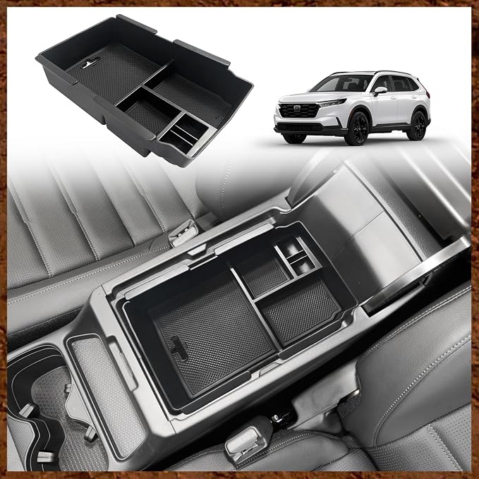 Muslogy Center Console Organizer with Coin Holder Compatible with Honda CRV & CRV Hybrid 2023 2024 2025 2026 LX EX Sport EX-L Sport Touring Hybrid Accessories (Black)