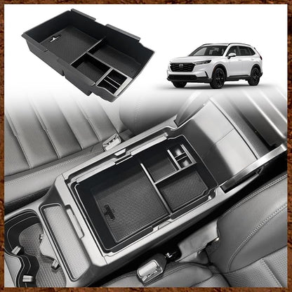 Muslogy Center Console Organizer with Coin Holder Compatible with Honda CRV & CRV Hybrid 2023 2024 2025 2026 LX EX Sport EX-L Sport Touring Hybrid Accessories (Black)