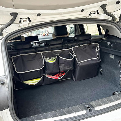 Car SUV Backseat Trunk Organizer Hanging Bag,6 Nylon Fabric Pockets, Interior Storage Organizer Accessories, For SUV, Jeep, MPV, Space Saving Design