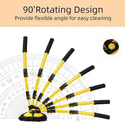 Car Wash Brush with Long Handle, 15°Curved Car Cleaning Brush with Extension Pole Scratch Free, Microfiber Exterior Cleaning Mop Mitt for Washing Roof Truck Camper SUV (2)