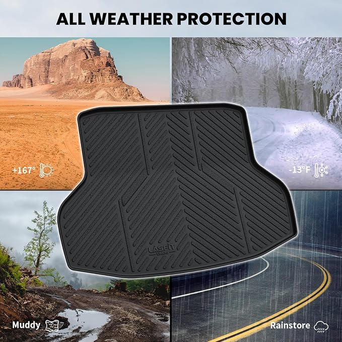 LASFIT Trunk Mat for Honda Civic Sedan 2016-2021, All Weather TPE Custom Fit Trunk Liner Trunk Tray Cargo Mat Cargo Liner Cargo Tray (Not for Hatchback/Coupe)