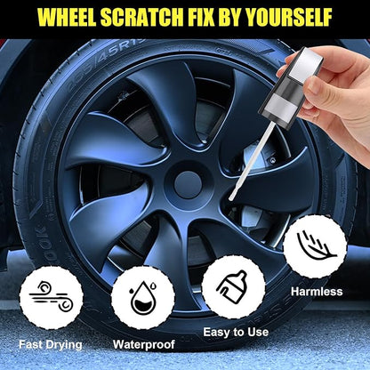 Rim Touch Up Paint(Sonic Carbon(NEU-106E)) for Tesla Model S/X Cyclone/Slipstream/Turbine/Aero TurbineWheel, 2 in 1 Car Wheel Scratch Repair Kit, Quick & Easy Remover Curb Rash