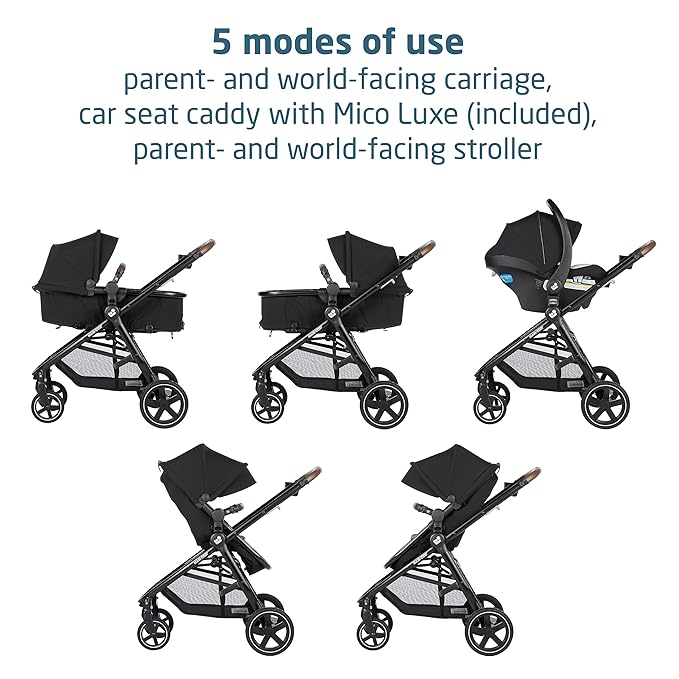 Maxi-Cosi Zelia 2 Luxe 5-in-1 Modular Travel System, New Hope Black