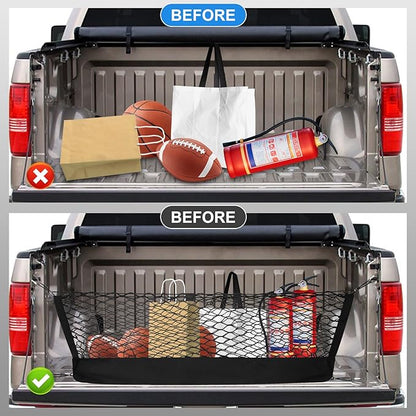 for Toyota Tacoma Envelope Style Truck Bed Cargo Net - Fits 2013-2024 2025 2026 Tacoma Accessories Cargo Net for Pickup Truck Bed - Heavy Duty Carabiners