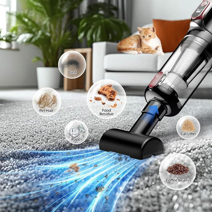 MONOZEL Handheld Vacuum Cleaner, 18000Pa 2 in 1 Cordless Car Vacuum Cleaner&Air Duster, 130W Brushless Motor with 7800mAh Battery, LED Light and Multi-Nozzles, Portable for Home, Car, Office, Pet