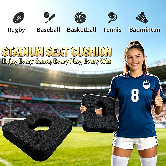 Donut Pillow for Tailbone Pain&Hemorrhoid,Wheelchair Seat Cushion for tailbone pain relief,Gel Cushions for Pressure Relief,Memory Foam Pad for Office Chair,Stands& Stadium Seat Cushion(Black)