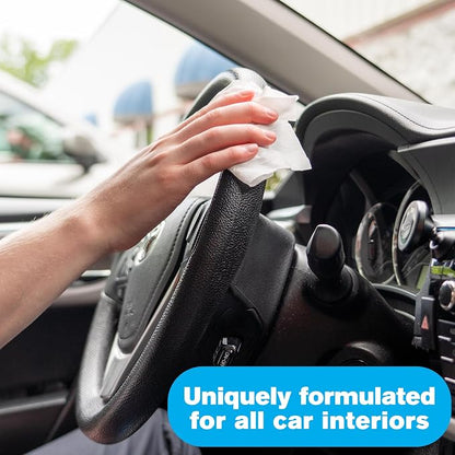 Fortress Car Interior Wipes (25 ct, Pack of 62) for Car Interior Cleaning, Dashboard, Seats, Detailing, and Steering Wheel [Travel Size] Skin-Safe Car Interior Cleaner Supplies
