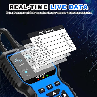 OBD2 Scanner Tool, Upgraded V519 Vehicle Code Reader for Check Engine Light Clear Fault Codes, Live Data Professional OBDII Scan Tool for 1996 OBD2 Protocol Vehicle, Blue