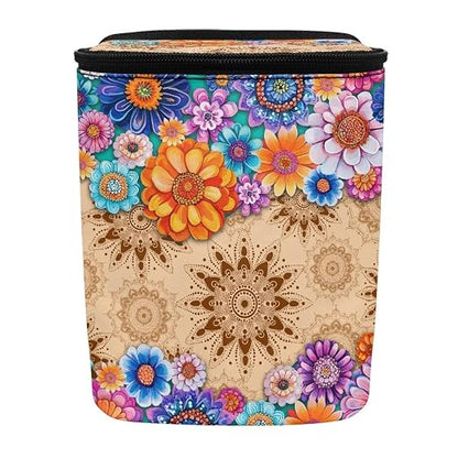 BIGCARJOB Hippie Lotus Blossom Car Trash Can for Back Seat,Personalized Car Trash Can Bin with Lid,Women Car Accessories Multipurpose Hanging Car Garbage Can for Travel