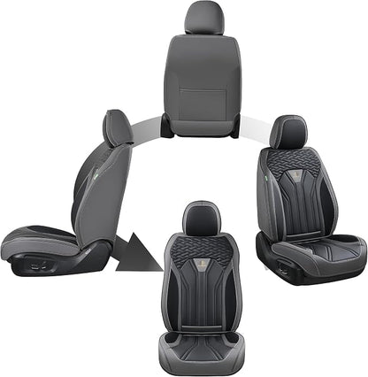FLORICH Leather Seat Covers, Seat Covers Full Set, Car Seat Protectors 5 Seats, Automotive Seat Covers Fit for Most Cars Trucks SUV- Gray&Black