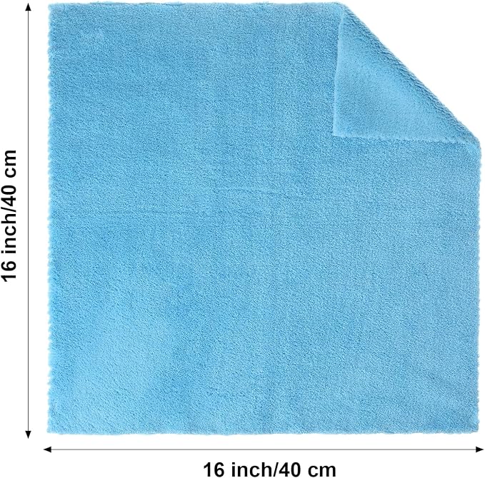 Shimeyao 30 Pcs 16 x 16 Inch edgeless Microfiber Plush Towels for Cars Detailing Drying Wash Polishing Absorbent Cleaning Cloths, 500 GSM (Light Blue, White, Yellow)