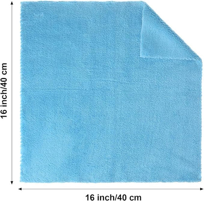 Shimeyao 30 Pcs 16 x 16 Inch edgeless Microfiber Plush Towels for Cars Detailing Drying Wash Polishing Absorbent Cleaning Cloths, 500 GSM (Light Blue, White, Yellow)