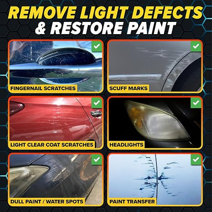 Carfidant Scratch & Swirl Remover with Ceramic Silk – Car Scratch Remover for Vehicles Paint Repair with Ceramic Coating Spray – Polishing & Washing Kits with Applicator Pad & Microfiber Towel