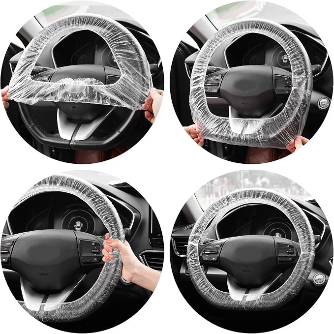 50PCS Disposable Steering Wheel Covers,Disposable Steering Wheel Protector with Elastic for Avoiding Scuffs & Scratches,Universal Car Steering Wheel Cover Car Accessories (50PCS)