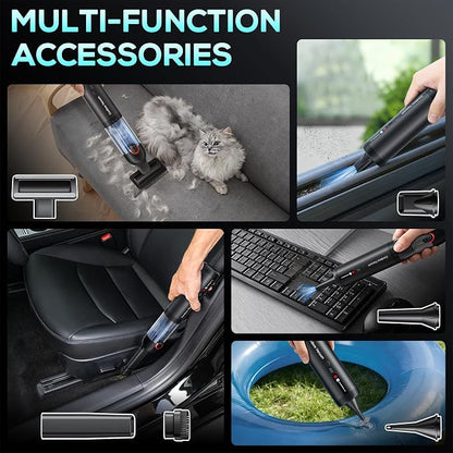 Cordless Car Vacuum, 21KPa Portable Handheld Car Vacuum Cleaner | Pre-filter & HEPA Filter System, 7800mAh Battery, Mini Vacuum with Multi Nozzles for Car, Home, Office, Pet Hair Cleaning