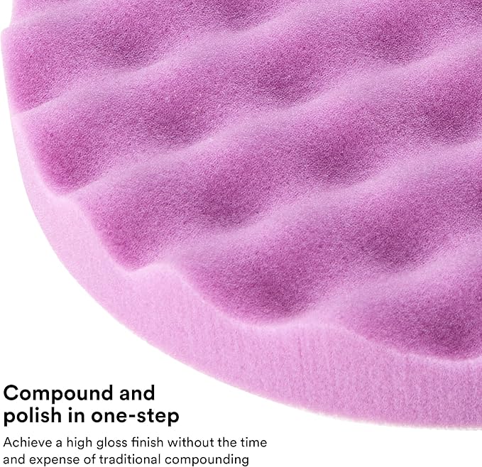3M Perfect It 1 Step Foam Finishing Pad, 33036, Flat Back Hook it, Surface Buffing, Collision Repair, High Gloss Polish, 8 in, 2 Pads/Bag
