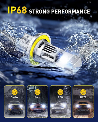 AUXITO 9008 H13 Bulbs, 900% Brighter 6500K White Illumination, Factory Halogen Size Match, Simple Plug and Play, 99% Vehicle Compatible, Pack of 2