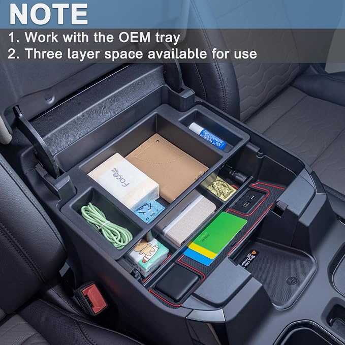 PIMCAR Center Console Organizer for 23-26 Chevy Silverado/GMC Sierra 1500, 2024-2026 Silverado/Sierra 2500HD 3500HD, 22-26 Silverado/Sierra 1500 Refreshed Models (Full Console w/Bucket Seats ONLY)