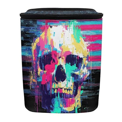 Talayituse Paint Splatter Skull Print Car Trash Bin, Large Size Auto Trash Can Adjustable Portable Garbage Can with Lid, Vehicle Hanging Bag for Headrest Front Back Seat
