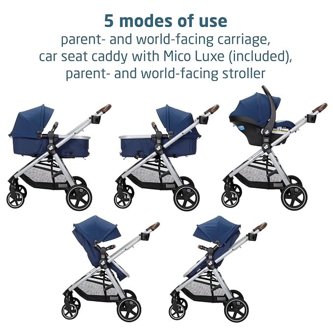 Maxi-Cosi Zelia 2 Luxe 5-in-1 Modular Travel System, New Hope Navy