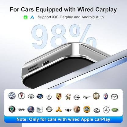Wireless CarPlay AI Box, Android 13 8-Core Car Multimedia Video Box, 4G LTE, 4GB RAM + 64GB ROM, Supports TF Card, GPS Navigation, Bluetooth 5.5, Compatible with Factory Wired CarPlay & Android