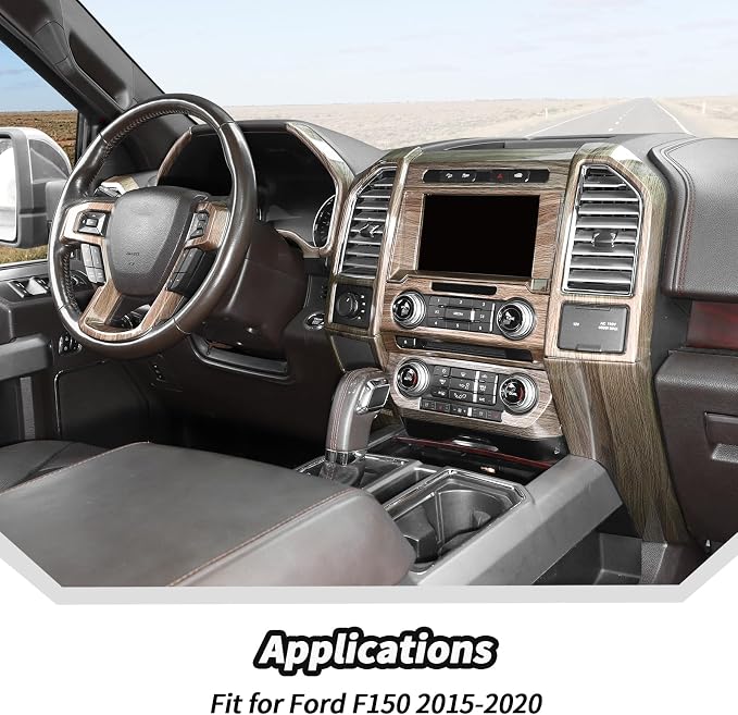 JeCar 16PCS Wood Grain Interior Trim Kit Fit for Ford F150 2015-2020 Interior Accessories