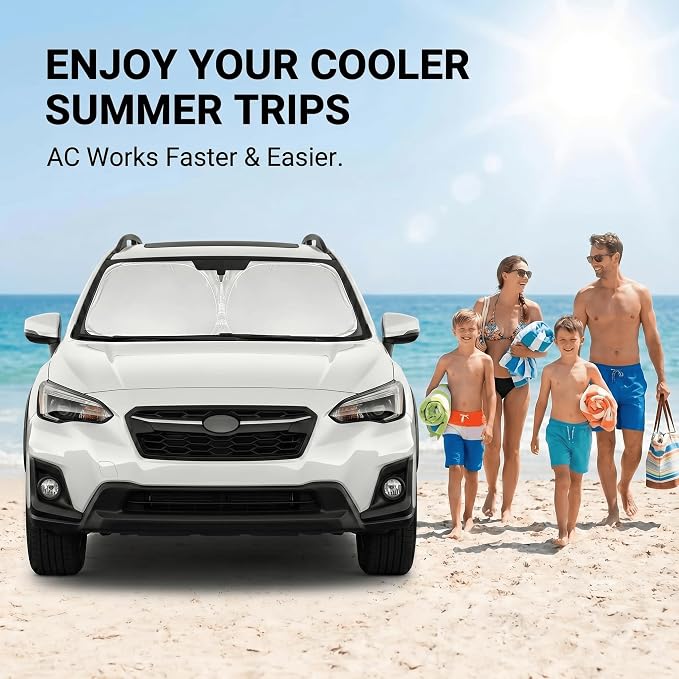 Windshield Sun Shade for Subaru Crosstrek 2018-2024 2025 2026 Front Window Shade Custom Fit Crosstrek Accessories Sun Visor Foldable Shade Blocks UV Rays Summer Must Have Car Accessories