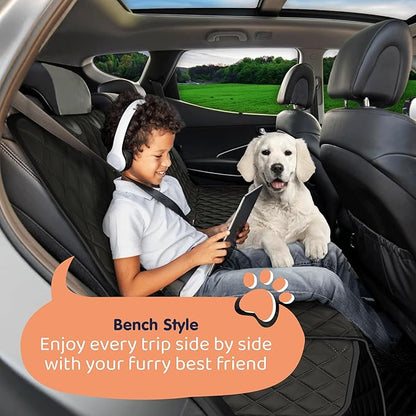 Petloox Dog Car Seat Cover for Back Seat, Waterproof Hammock for Car, SUV & Truck, Non-Slip Backseat Cover for Dogs, Heavy-Duty Dog Hammock Style Seat Protector Pets, Easy to Install & Clean