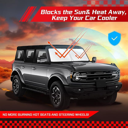 ARISMOTOR Windshield Sun Shade for Ford Bronco Sport 2021-2025 2026, Custom Fit Foldable Front Window Sunshade Sun Visor Protector, Block UV Rays Keep Your Car Cooler