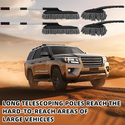 Tanlade 4 Pack Microfiber Car Duster Exterior Scratch Free with Extendable Handle Auto Duster Exterior Dust Cleaning Tools for Car Brush for Cars Truck Bike RV Boats Motorcycle (Gray)