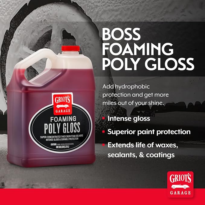 Griot's Garage Foaming Poly Gloss for Car Cleaning and Detailing, Spray Wash & Wax, Compatible with the BOSS Foam Cannon Auto-Mix System, One Gallon