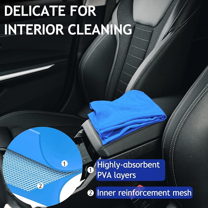 6 Pack Shammy Cloth for Car Drying 26”x17”, Absorbent Chamois Towel for Car, Reusable Shammy Towel Chamois Cloth for Car, Dust Remove, No Scratch/Spot Streak, Blue and Yellow