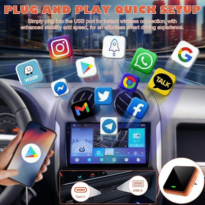 Feitenn Wireless CarPlay Adapter for Apple iPhone - Multi-User Seamless Connection for Convert Wired to Wireless Car Play Adapter (Carplay-CP030)