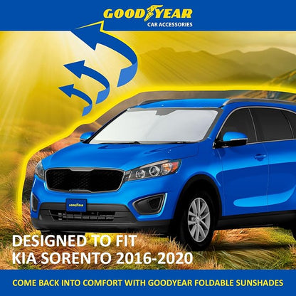 Goodyear Foldable Windshield Sunshade for Kia Sorento 2016-2020, Car Accessories, Sunshade Cover, Sun Shade Car Windshield, Window Sun Blocker - GY008236
