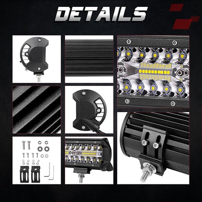 OFFROADTOWN 15 Inch 300W LED Light Bar, White, Aluminum, IP68 Waterproof, Suitable for Off-Road Vehicles, UTVs, ATVs, Trucks, Boats