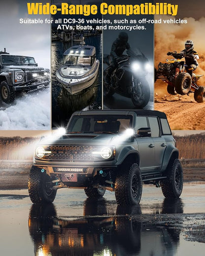 4 Inch LED Pods Driving Lights, 48W Rectangle Offroad Lights Cube Spotlights with Amber&White DRL, 120° Combo Beam 3 Modes LED Auxiliary Lights with Wiring Harness for Trucks SUV ATV UTV Motorcycle