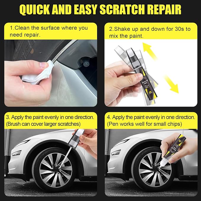 Rim Touch Up Paint(Aero-G Metallic(WPB-8277)) for Tesla Model 3 Performance 20" Zero-G Wheel/Model S Plaid 20" Zero-G Wheel, 2 in 1 Car Wheel Scratch Repair Kit, Quick & Easy Remover Curb Rash