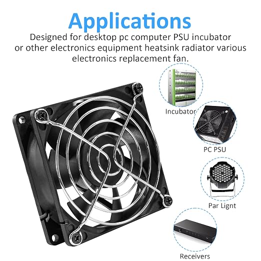 80mm 3.15inch 8025 12V DC High-Performance 2-Pin XH2.54 Cooling Fan for PC Power Supply/Electronics Cooling 2-Pack