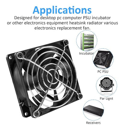 80mm 3.15inch 8025 12V DC High-Performance 2-Pin XH2.54 Cooling Fan for PC Power Supply/Electronics Cooling 2-Pack