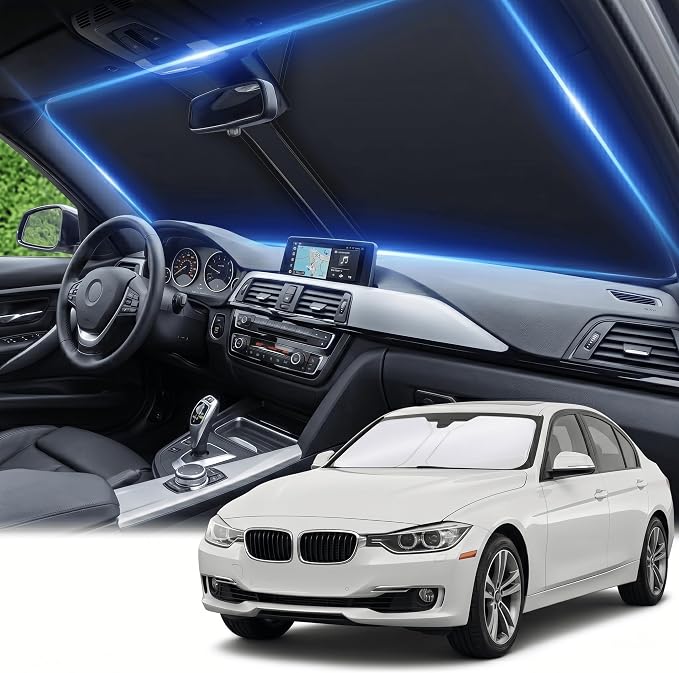 Windshield Sun Shade for BMW 3 Series 2013-2018 Sunshade Front Window Shade Custom Fit 3 Series Accessories Sun Visor Foldable Shade Blocks UV Rays Accessories