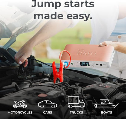 HALO Bolt Air 58830 Portable Car Battery Jump Starter | 100 PSI Air Compressor, 58.8Wh USB Power Bank, Emergency Floodlight & Charger, Jump Cars SUVs & Trucks, Inflate Tires, TSA Approved — Rose Gold