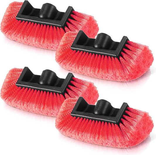 Vesici 4 Pcs Car Wash Brush Head with Soft Detailing Bristle Flow Thru Car Cleaning Brush Exterior Cars Wash Equipment for Auto Truck RV Boat Camper Washing, 10 Inch (Red)